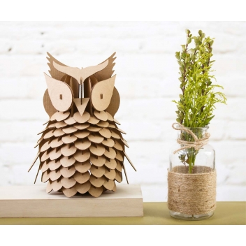 4559 - 3700443545591 - MegaCrea DIY - Maquette en carton à assembler Hibou 20 x 25 cm - 2