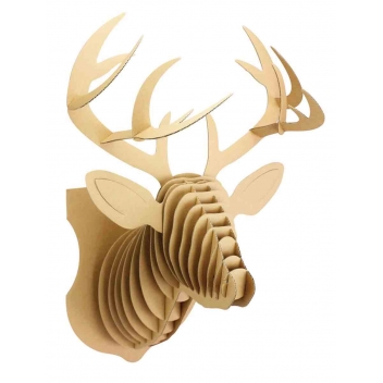 4553 - 3700443545539 - MegaCrea DIY - Maquette en carton à assembler Trophée Cerf 31 x 54 x 30 cm - 2
