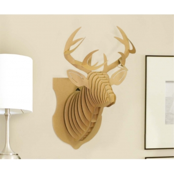 4553 - 3700443545539 - MegaCrea DIY - Maquette en carton à assembler Trophée Cerf 31 x 54 x 30 cm