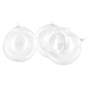 Boule en plastique cristal transparent 8 cm x 3 pièces