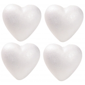 Coeur en polystyrène 9 cm Lot de 4 pièces