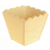 Cache pot en bois bords ondulés 11 x 11 x 10 cm