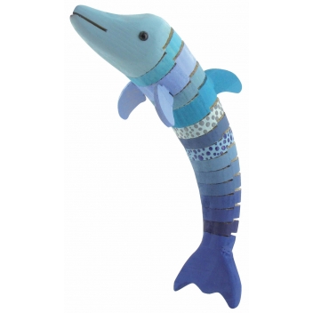 7135 - 3700443571354 - MegaCrea DIY - Jouet en bois articulé Dauphin 18,5 x 3 x 5 cm
