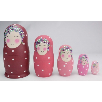 7959 - 3700443579596 - MegaCrea DIY - Matriochka en bois 5 poupées russes à décorer 2,5 à 11 cm