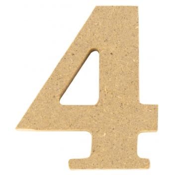 8744 - 3700443587447 - MegaCrea DIY - Chiffre en bois MDF 5 x 1,2 cm Chiffre 4 (quatre)