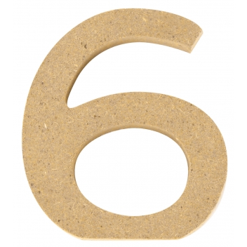 8746 - 3700443587461 - MegaCrea DIY - Chiffre en bois MDF 5 x 1,2 cm Chiffre 6 (six)