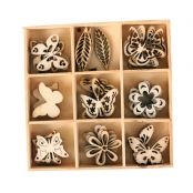 Formes en bois ciselé 3 cm coffret 45 pièces