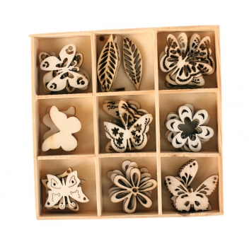 4330 - 3700443543306 - MegaCrea DIY - Formes en bois ciselé 3 cm coffret 45 pièces