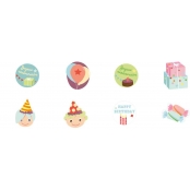 Embellissement en bois peint anniversaire 3 à 5 cm 8 pièces