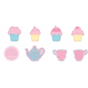 Embellissement en bois peint cup cake 3 à 5 cm 8 pièces