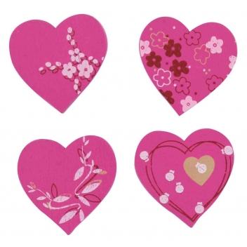 4151 - 3700443541517 - MegaCrea DIY - Embellissement en bois peint Coeurs B 2,5 à 4,5 cm 8 pièces
