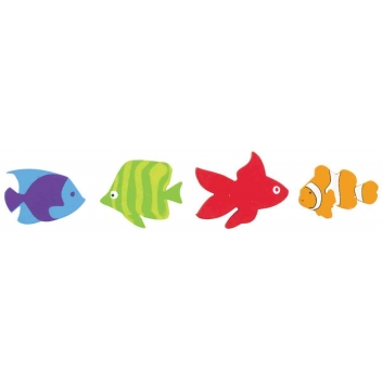 4139 - 3700443541395 - MegaCrea DIY - Embellissement en bois peint poissons 2,5 à 4,5 cm 8 pièces