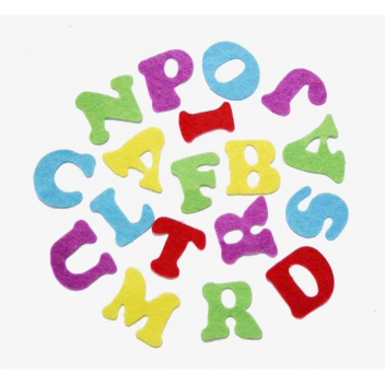 4042 - 3700443540428 - MegaCrea DIY - Motif adhésif en feutrine Alphabet lettres 2,5 cm 80 pièces