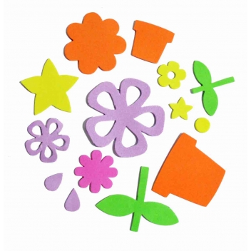 4039 - 3700443540398 - MegaCrea DIY - Stickers en mousse Fleurs 2 à 7 cm 60 pièces
