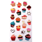 Stickers mousse Cupcake 2 à 3 cm 21 pièces