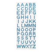 Stickers strass alphabet bleu x 55 pièces