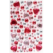 Stickers strass coeur rose 0,5 à 2 cm 106 pièces