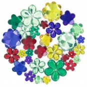 Strass fleurs multicolores 0,8 à 2,2 cm 204 pièces