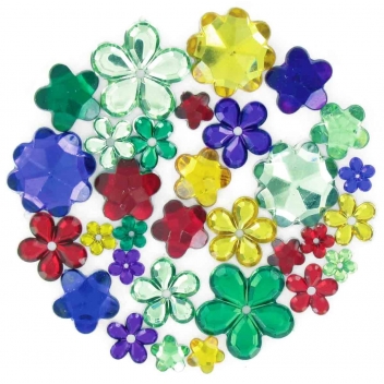 2221 - 3700443522219 - MegaCrea DIY - Strass fleurs multicolores 0,8 à 2,2 cm 204 pièces