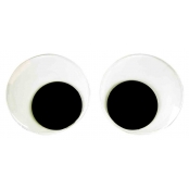 Yeux mobiles adhésifs noir blanc 10 cm 2 pièces