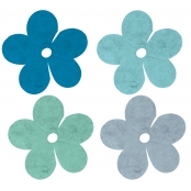 Fleurs en feuille de bananier Bleu 7 cm 4 pièces