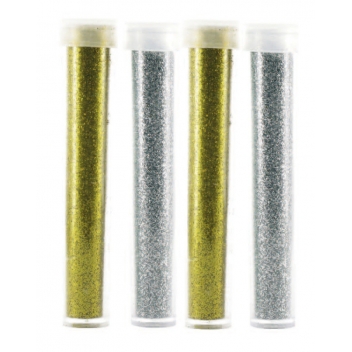 3134 - 3700443531341 - MegaCrea DIY - Poudre de Paillette tube 3,5 g argent or 4 pièces