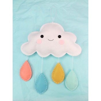 4660 - 3700443546604 - MegaCrea DIY - Kit Mobile en feutrine Nuage à coudre 25 x 23 cm