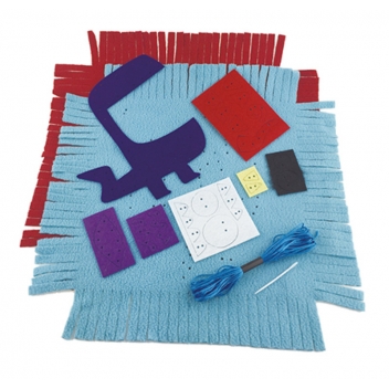 4659 - 3700443546598 - MegaCrea DIY - Kit Coussin en feutrine à coudre Bleu 32,5 x 26 x 5 cm