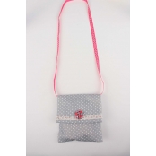 Coupon de tissu en coton Brun pois blanc 55 cm