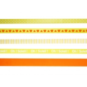 Ruban imprimé Jaune 90 cm 5 pièces