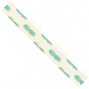 Ruban imprimé en coton Ananas vert 1,5 cm 2 m