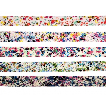 4703 - 3700443547038 - MegaCrea DIY - Biais coton 1 cm x 1 m Fleurs multicolores 5 pièces