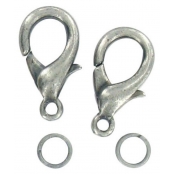 Fermoir mousqueton 18 mm Argenté 5 pièces