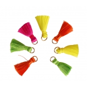 Pompons mini avec anneau doré 3cm Fluo 8 pièces