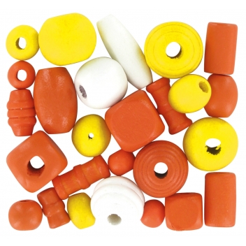 1119 - 3700443511190 - MegaCrea DIY - Perles en bois 0,5 à 2 cm Assortiment orange 110 pièces