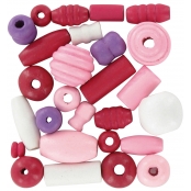 Perles en bois 0,5 à 2 cm Assortiment rose