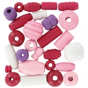 Perles en bois 0,5 à 2 cm Assortiment rose