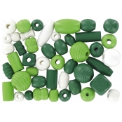 Perles en bois 0,5 à 2 cm Assortiment vert 110 pièces