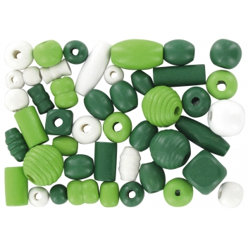 1118 - 3700443511183 - MegaCrea DIY - Perles en bois 0,5 à 2 cm Assortiment vert 110 pièces