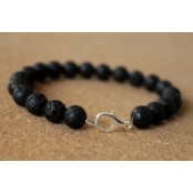 Perles pierre de lave ronde 0,7 cm noir 30 pièces