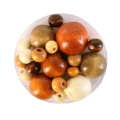 Perles en bois vernies 0,7 à 2 cm 50 pièces