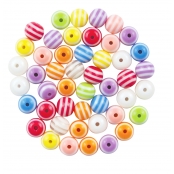 Perles pour enfant bayadères rondes 1 cm 62 pièces