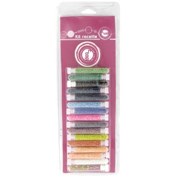 1067 - 3700443510674 - MegaCrea DIY - Perle Rocaille 15 tubes 7 g Nacré + fermoirs et fil - 3