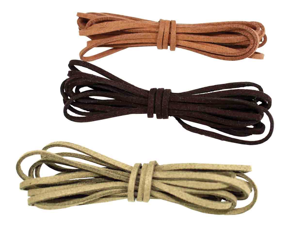 Lacet plat en suedine Marron clair fonce taupe 3 mm x 2 m ref 4690
