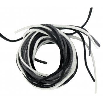 1405 - 3700443514054 - MegaCrea DIY - Lacet plat en suédine Noir gris blanc3 mm x 2 m