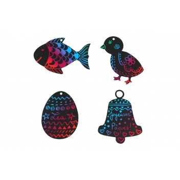 8171 - 3700443581711 - MegaCrea DIY - Motifs Pâques à gratter 8 à 10 cm 8 pièces