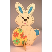 Lapin en bois prédessiné sur socle 22 x 14,5 cm