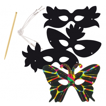 8166 - 3700443581667 - MegaCrea DIY - Masques enfant à gratter 22 x 15 cm x 4 pièces - 8