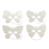 Masques enfant papillons carton blanc 15 x 25 cm x 4 pièces