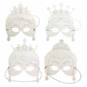 Masques enfant princesses carton blanc 17 x 35 cm x 4 pièces